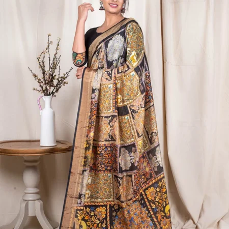 Black Katan Silk Saree - Silk Mark Certified