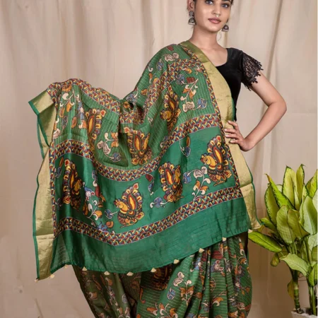 Emerald Green Katan Silk Saree - Silk Mark Certified