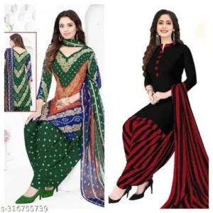 SIMPLYETHNIC Women's Multi Colour Crepe Printed Unstitched Salwar Suit Material (Combo Of 2)